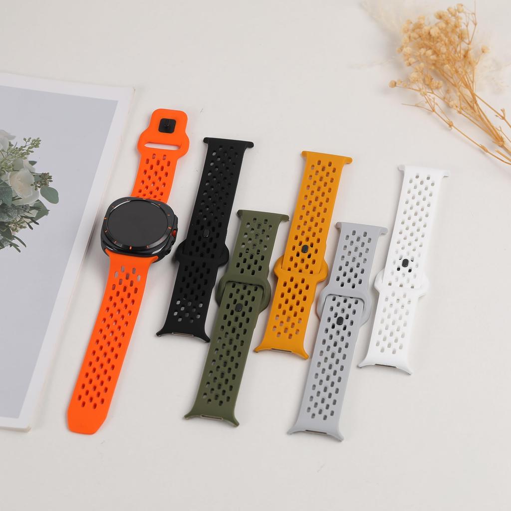 Sport Silicone Straps For Samsung Galaxy Watch Ultra Strap 47mm Accessories Breathable Correa Bracelet Galaxy Watch 7 Ultra Band