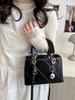 Trendy 2025 Argyle Embroidered Korean-Style Large Capacity Crossbody Handheld Bag