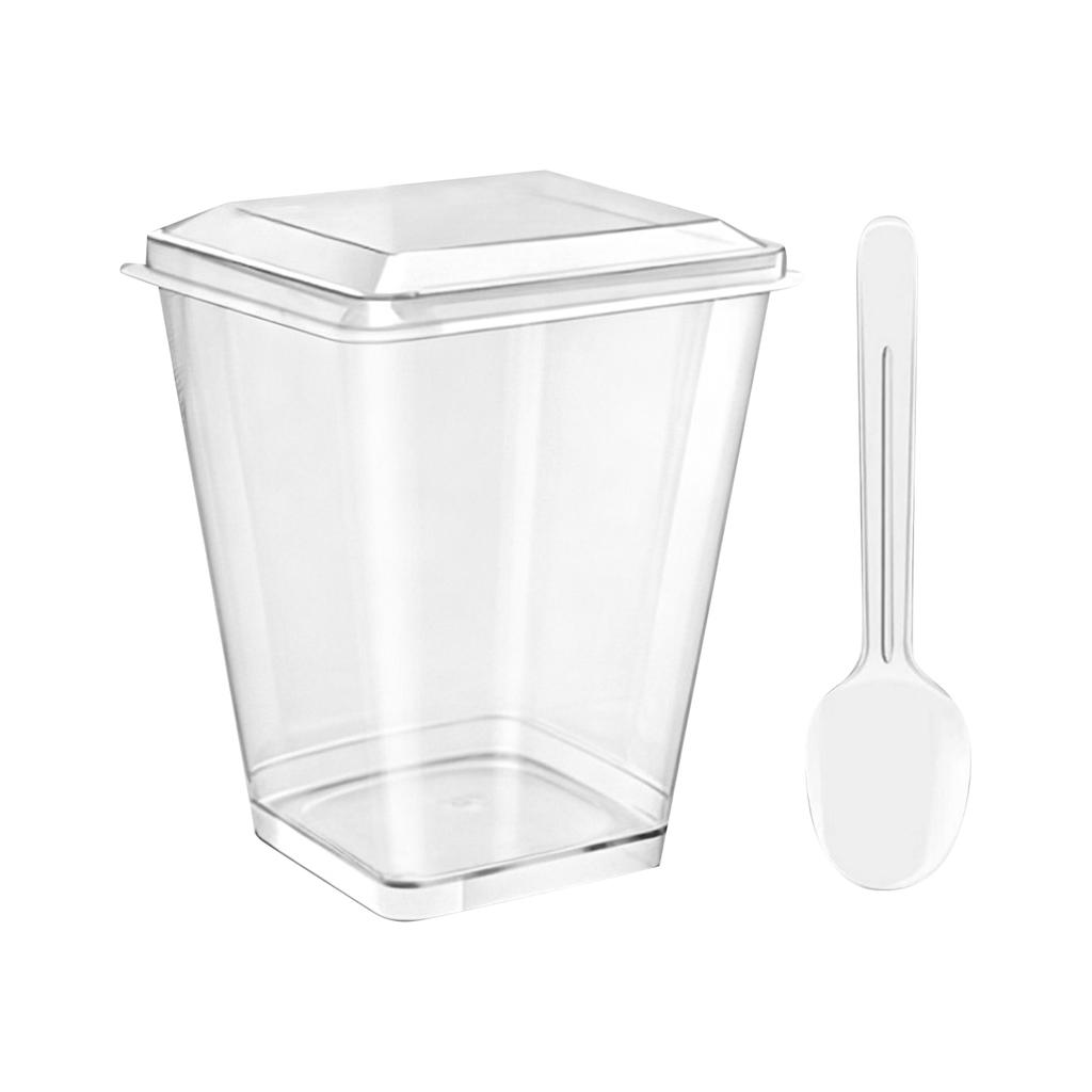 150 Pack Disposable Plastic Trapezoid Square Cups for Appetizers, Desserts, - Party Supplies