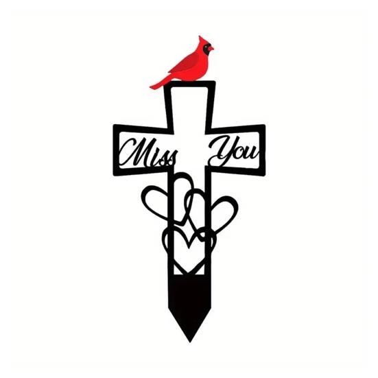 Металлическая памятная табличка Религиозная Красная Птица Сердце Знак Скучаю Декор Уличный A