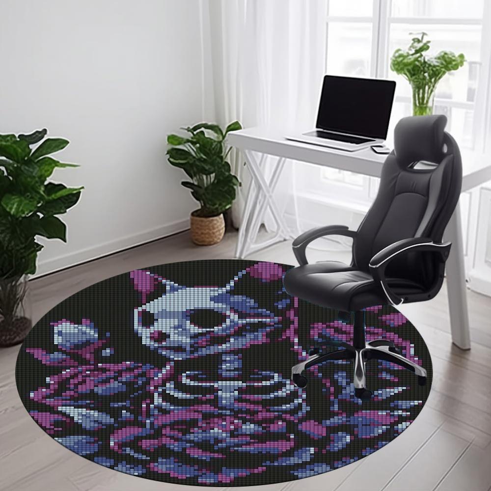 1pc Skull Roses Office Round Area Rug, Under Office Chairs Bedroom Living Room Home Decor, Room Deco, Available in Various Sizes