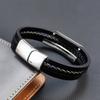 Custom Family Name Bracelet Stainless Steel Charms Bangle Braided Personalized Genuine Leather Men Bracelets Father's Day gifts
