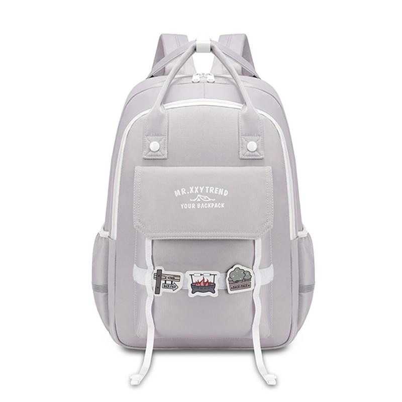 Women's Color Block Backpack Large Capacity Middle School Student Schoolbag