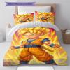 Sängkläder med Son Goku-mönster, Täcke Set Täckeöverdrag Örngott Hem Födelsedagspresent (1 * påslakan + 2 * örngott, utan kärna)