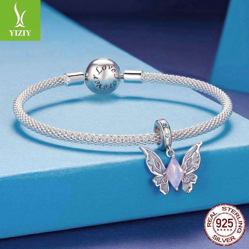 Vintage Magic Butterfly Diy Bracelet Necklace Pendant, Purple Elegant S925 Sterling Silver Beaded