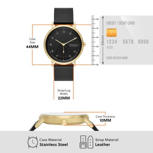 KUPPEL Two-Hand Sub-Second Black Leather Watch