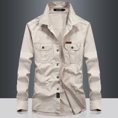 Men's Long Sleeve Casual Shirts Outdoor Cargo Shirt Men