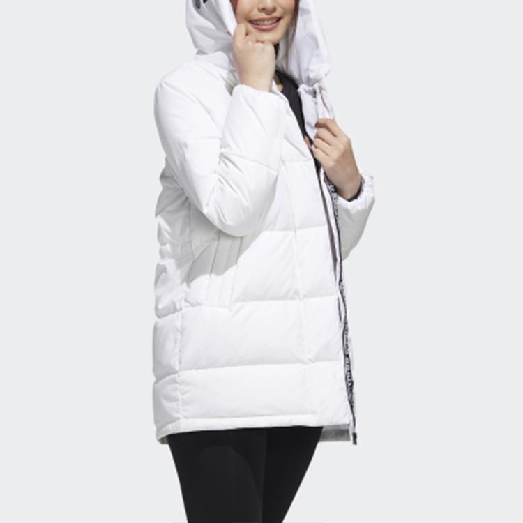 Adidas Neo Large Logo Sports Jachetă de puf de lungime medie pentru femei Îmbrăcăminte exterioară Alb GJ8824