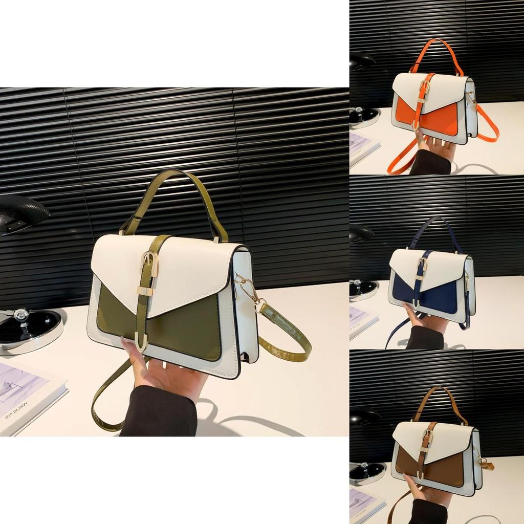 Trendy Chic Women's Small Square Bag Stylish Vintage Crossbody Shoulder Handbag In Brown Orange Blue Green Pu Material