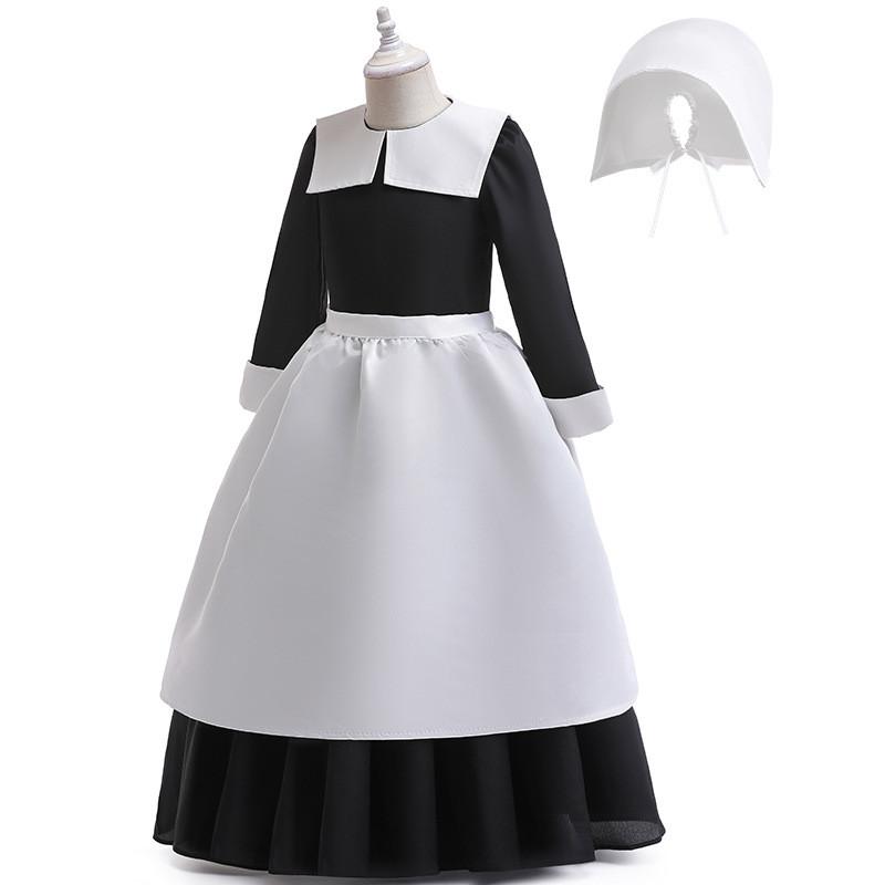 Wednesday Cosplay Girl Dress Set With Satin Fabric For Middle School Girls
