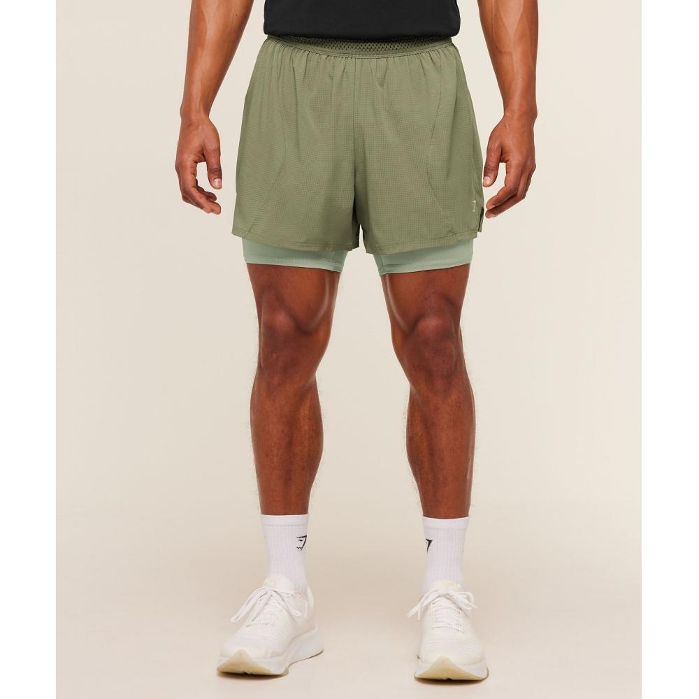 Gymshark Running 4 2in1 Shorts Grounded Green Haze Green A3b9p Eddb