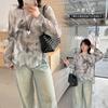 Large Size Women's Irregular Tie-dye Bottoming Shirt 2026 Spring Design Loose Casual Blouse 134189