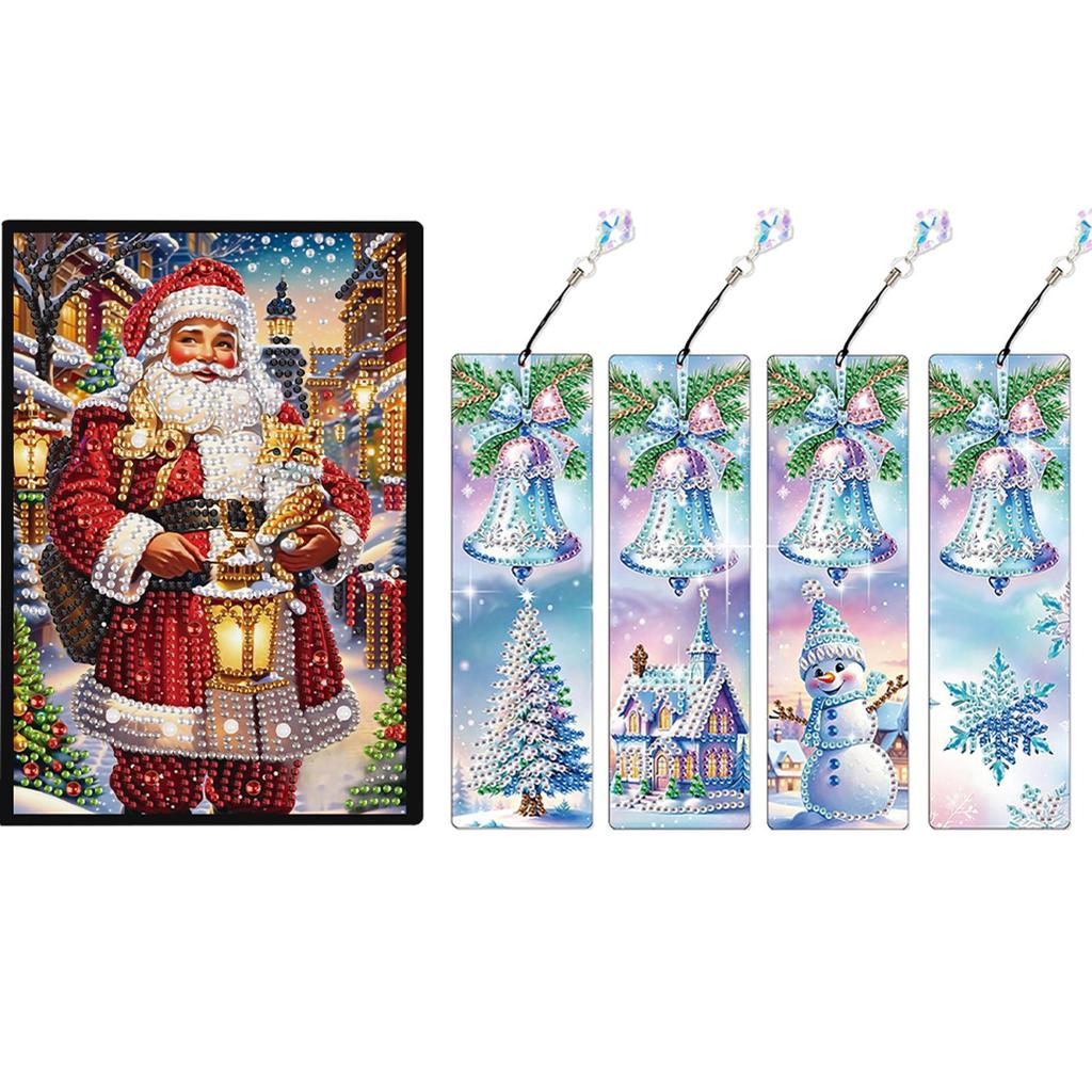 A5 Size Rhinestone Art Painting Notebook Kit with Crystal Pendant Bookmark Diamond Painting Notebook Set Holiday Birthday Gift