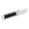 Hair Straightener Brush USB Rechargeable Hair Straightening Curling Brush Pearl White