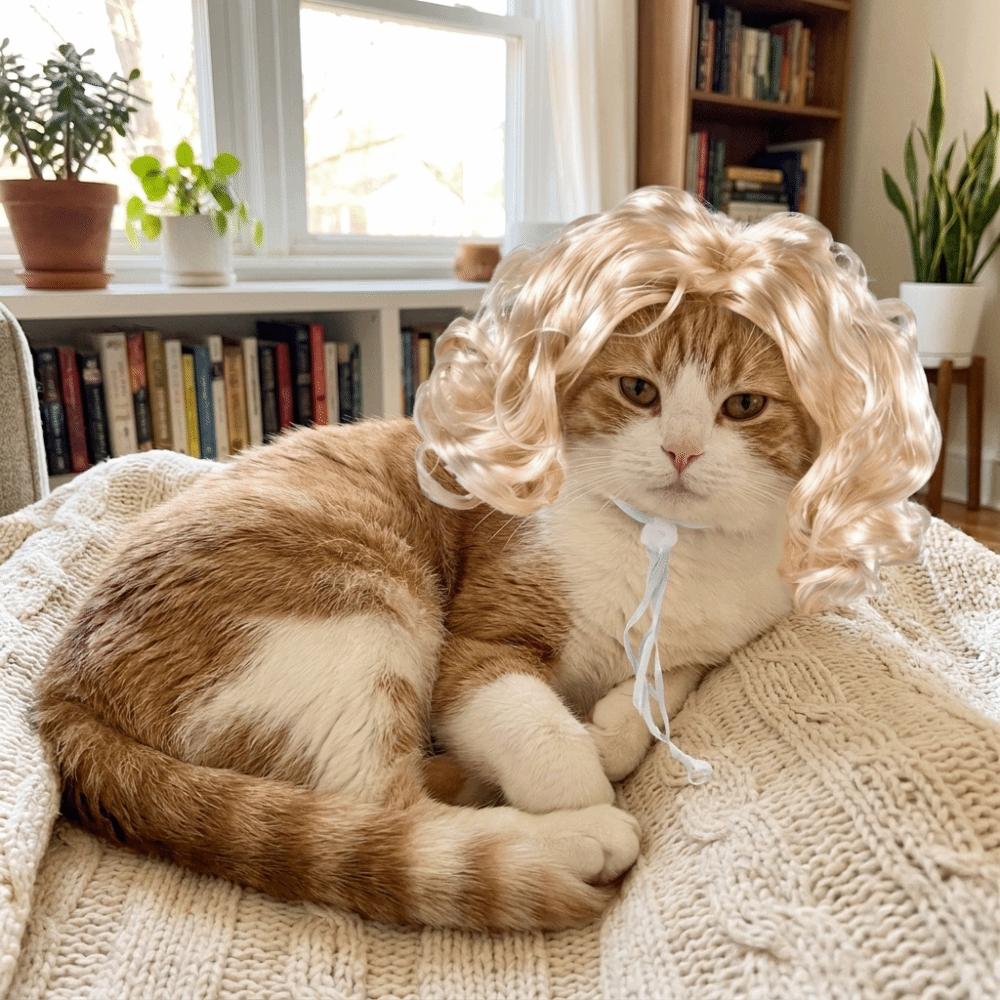 Eye-catching Pet Cosplay Wig Novelty Funny Pet Wig Spoof Wig Cat Headdress Parties