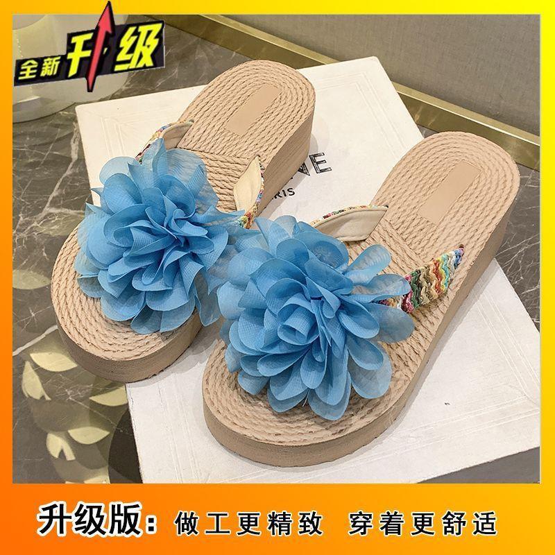 Fashion Flower Non-slip Cool Slippers Women's 2025 Summer New Platform Beach Shoes Outer Wear Flip-flops Women's Summer Outer Wear