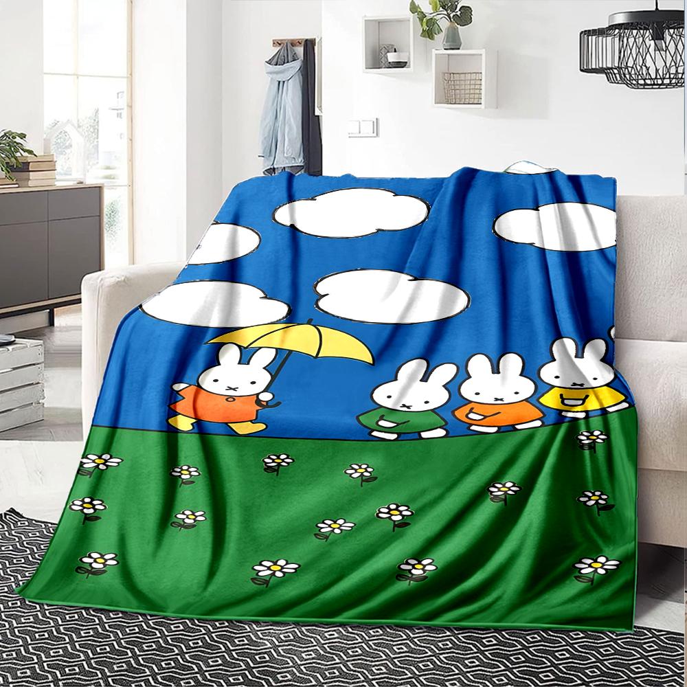 1pc Blanket - Miffy Print Design,Lightweight Blanket for Sofa,Bed- Soft &Warm,Gift for All Seasons
