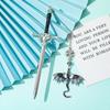 Sword-Shaped Weapon Model Metal Bookmark With Double-Winged Dragon Pendant Book Lovers Reading Accessories Birthday Gift