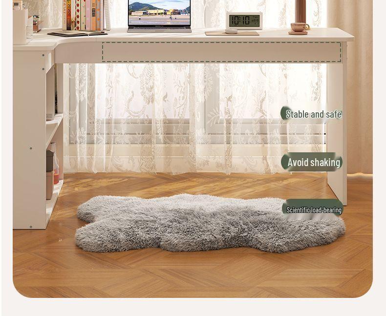 Adjustable Corner Computer Desk with Integrated Bookcase for Home Office or Bedroom Vanity