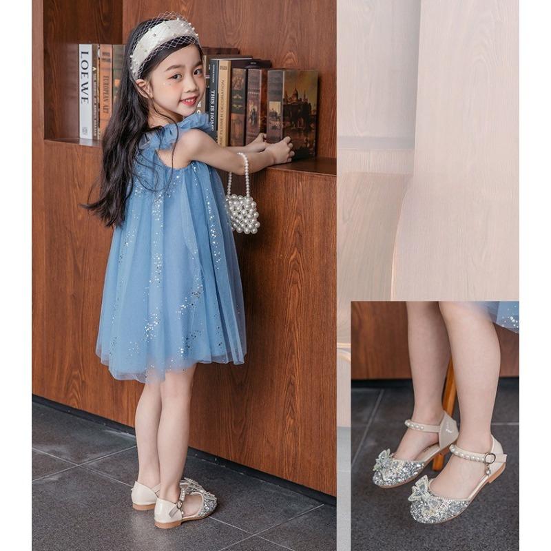 Crystal Princess Closed Toe Sandals, Soft Flat Casual Dance Shoes Summer Footwear for Big Girls