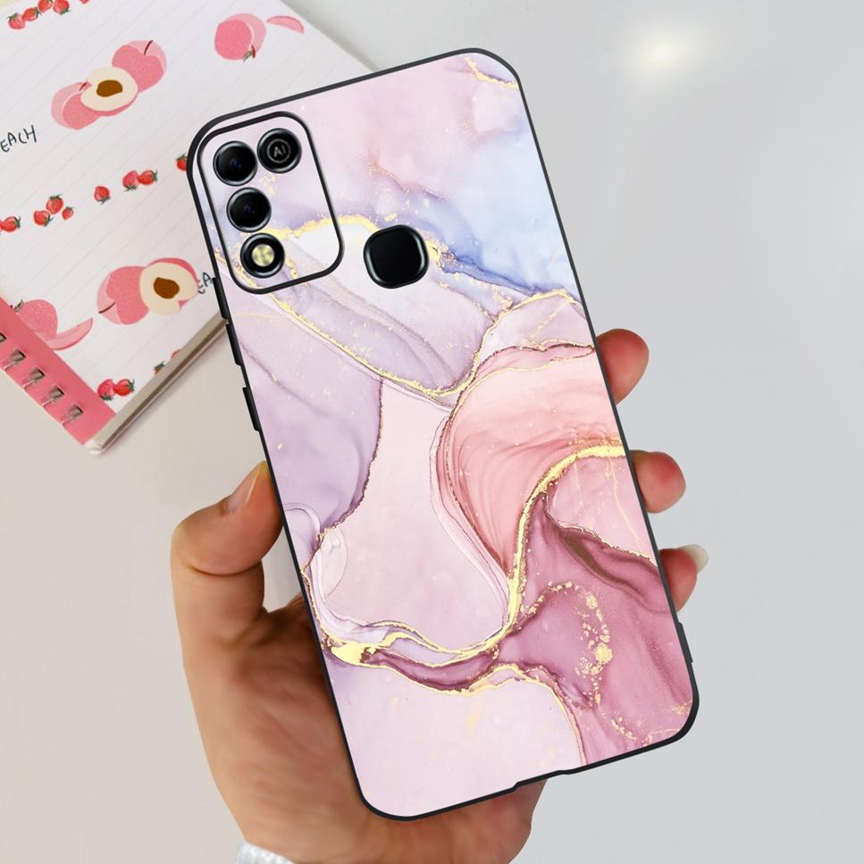 For Infinix Hot 11 Play 6.82" Soft Silicone Phone Cases For Infinix Hot 11 Play 11play 10Play Cover Luxury Flowers Funda Capa