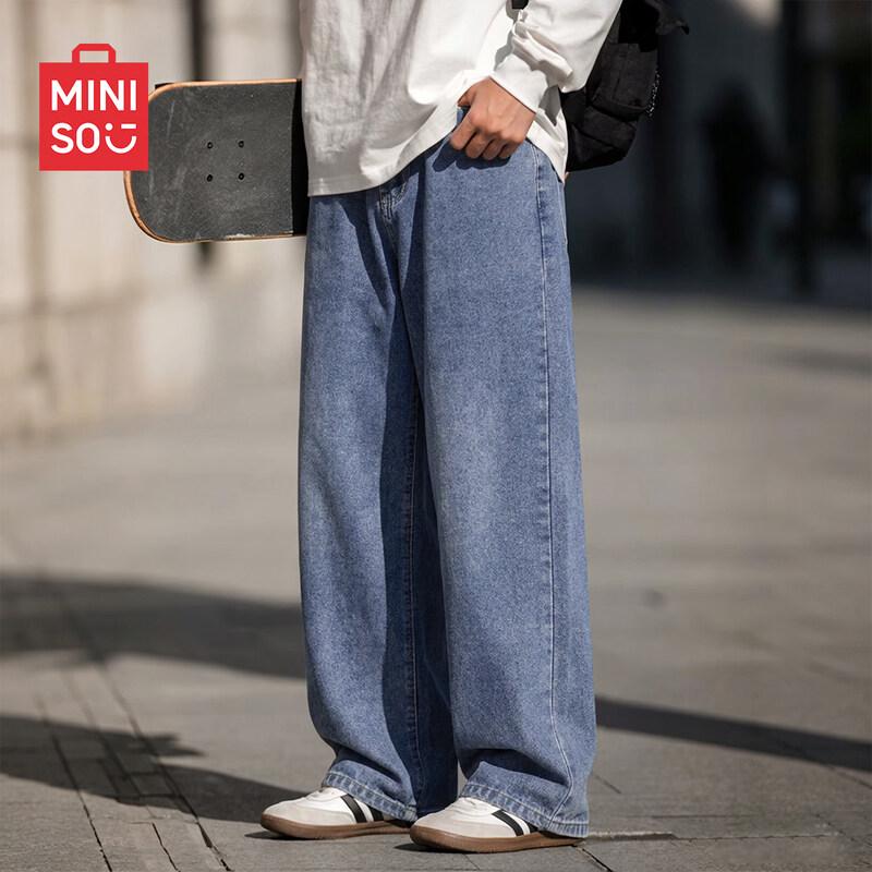 MINISO Men's Straight-Leg Vintage Washed Jeans
