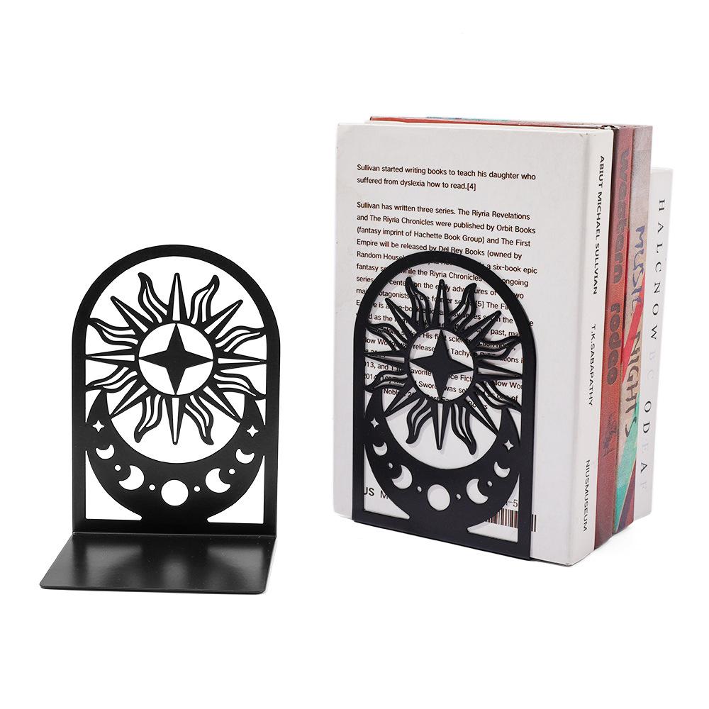 2Pcs Black Musical Notes Openwork Pattern Design Desktop Book Ends Office Desktop Home Bookends Gift For Book Loves Book Rack