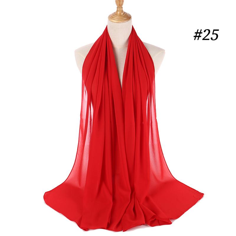 Muslim Plain Bubble Chiffon Hijab Scarf Women Scarves Long Shawls And Wraps Head Scarf Solid Color Soft Silk Feeling Headband