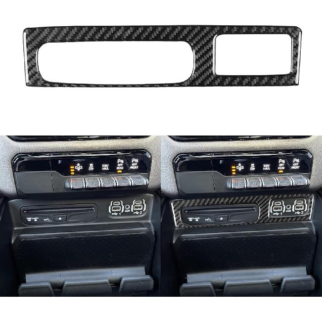 Real Soft Carbon Fiber Car Gear Shift Control Panel 2/4WD Switch Button Dashboard Trim Sticker Compatible with Dodge Ram 1500/2500/3500