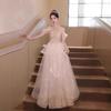 Evening dress 1011 new light luxury niche neck sleeveless princess dress engagement toast host adult dress