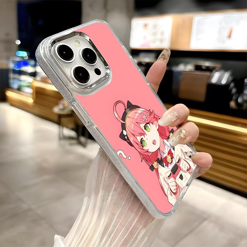 Pink S-Sakura M-Miko Phone Case For Iphone 17 16 15 14 13 12 11 Pro Max Xr Air Plus Silicone Cover Silver Hard Shell Cover