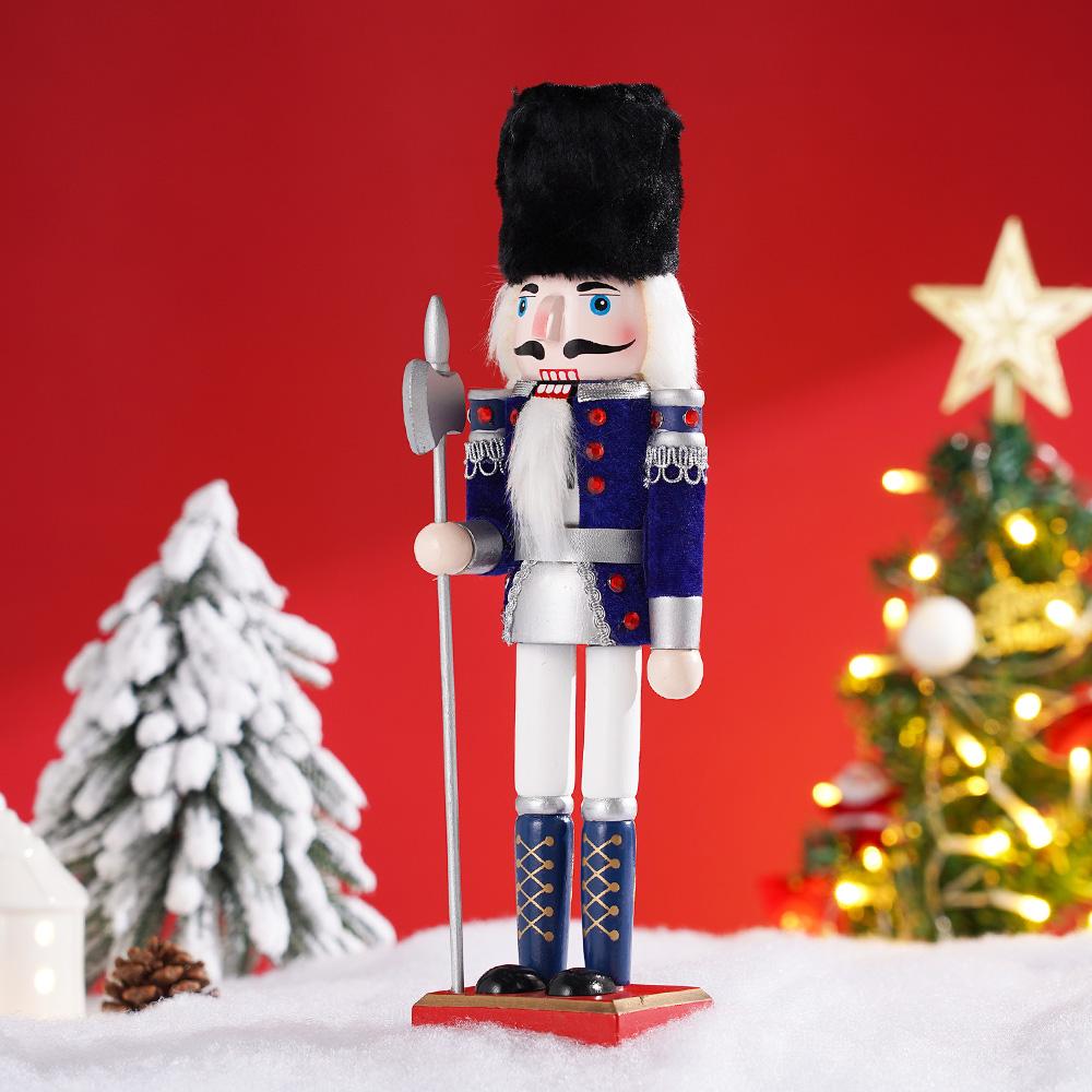 

30 см Рождественский Щелкунчик Деревянный Щелкунчик Украшение Фигурка Солдатика Ручная работа Кукла Игрушка Дом Офис Настольный Рождественское Украшение Подарок синий
