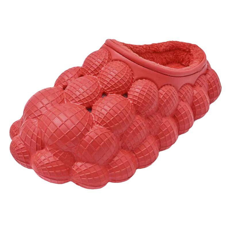 Határokon átnyúló Csúszásmentes Meleg Licsi Pamut Papucs - Vízálló Szőlő Mogyoró Buborék Dizájn