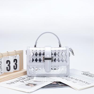 New Women Shoulder Bags Small Fragrant Wind Silver PU Leather Crossbody Bags Niche Leisure Trend Small Square Bag Handheld Bags