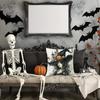 Halloween pillow cover with zipper closure, living room sofa cushion cover, pumpkin, bat, cat, skull, crow pattern
