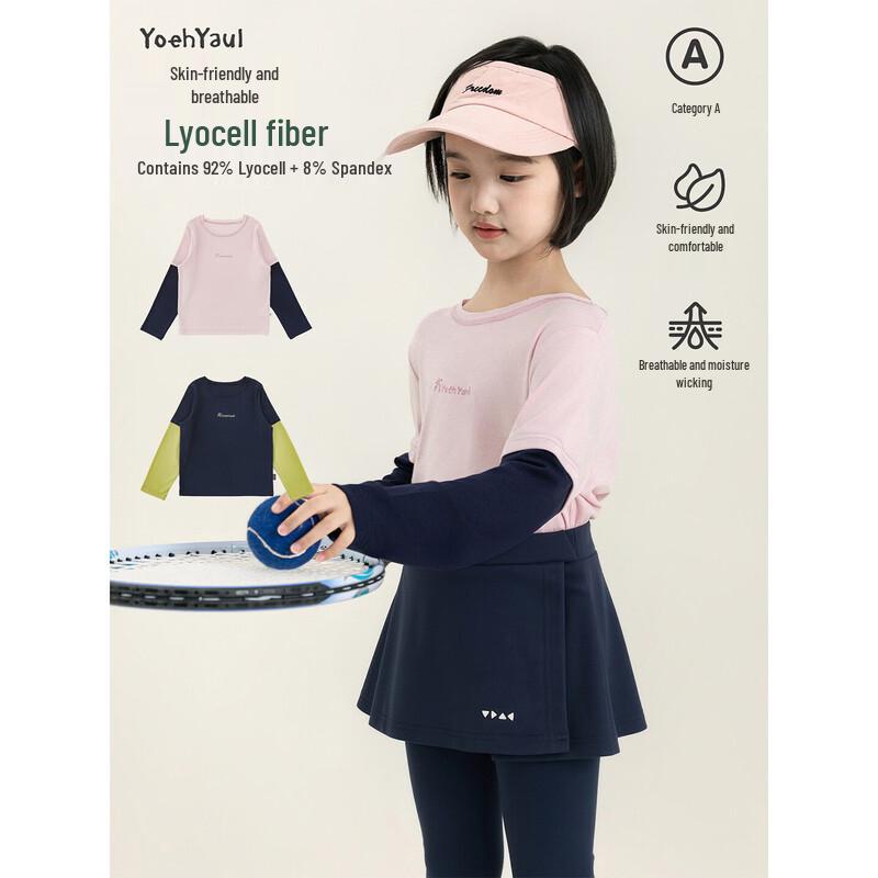 Youyou Girls' Faux Two-Piece Long-Sleeve T-Shirt