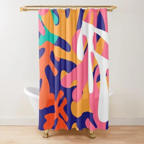 Abstract Matisse Flower Art Shower Curtain Modern Geometric Simple Aesthetic Pastel Boho Trendy Bathroom Curtain Decor with Hook
