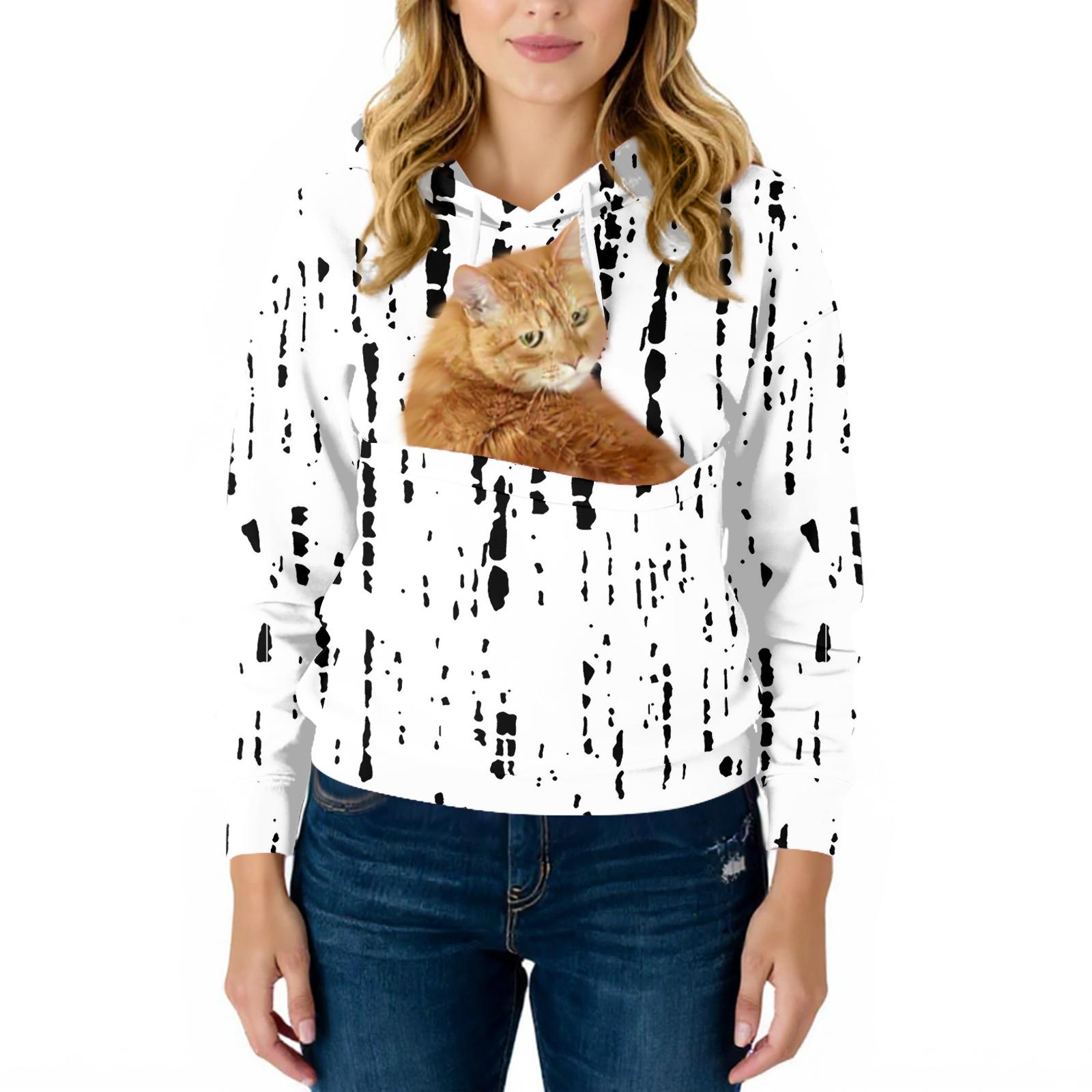 

Женский модный повседневный свитшот с длинными рукавами, карманом, капюшоном и принтом XXL белый