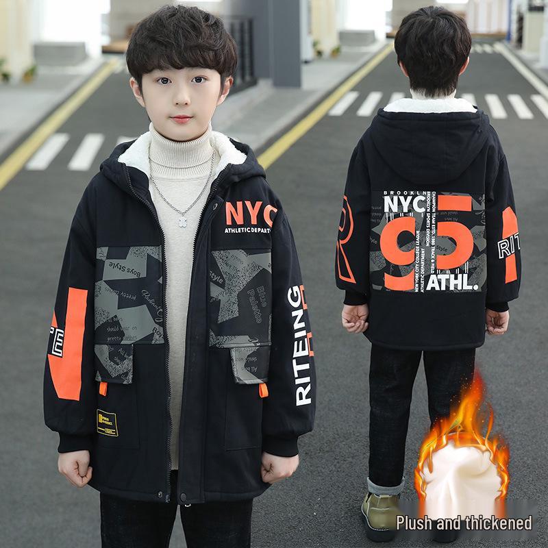 

Хлопчача вітрівка на флісовій підкладці: Товста зимова парка для дітей Size 160