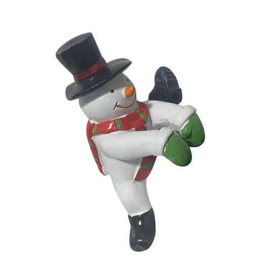 Santa Claus Ornament Resin Decorative Figurine Playful Leaning Pose Flower Pot Statue with Bright Red White Colors Christmas Decor