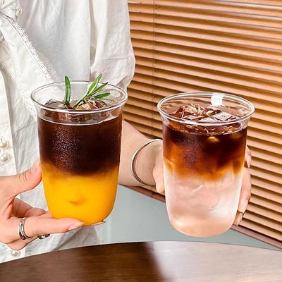 Kalte Kaffeetassen Ästhetische Glastasse Wasserflasche Gläser für Getränke Dekorative Trinkgläser Cocktailglas Küchengeschirr