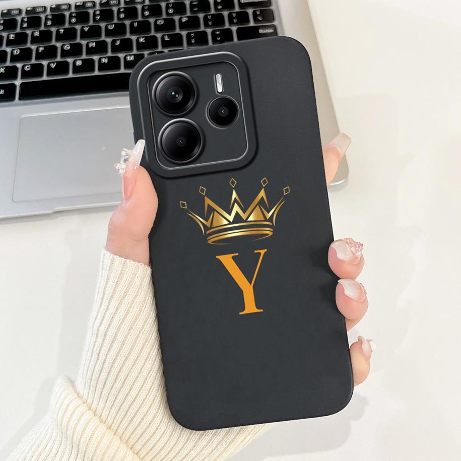 For Xiaomi Redmi Note 14 4G Case Global Cover Luxury Crown Flower Letters Soft Silicone Phone Case For Redmi Note14 4G 2025 Capa