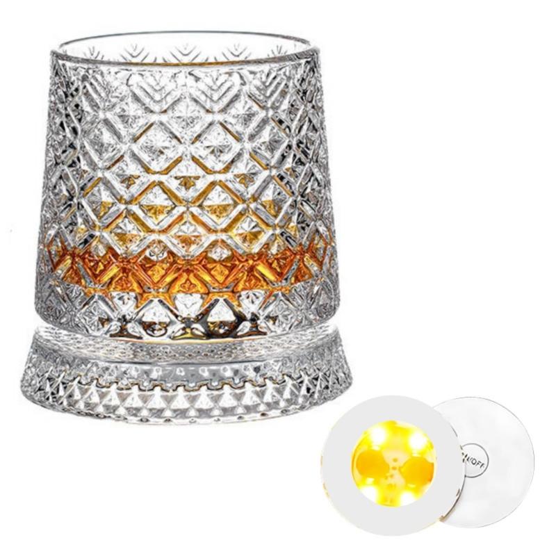Premium Clear Whiskeys Glass with Rotating Base for Stress Reduction Crystal Cocktail WIne Glass Elegant Glassware Gift