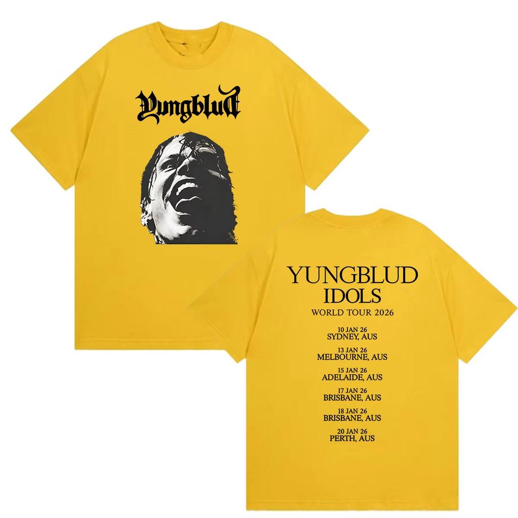 Heißer Verkauf YUNGBLUD Idols World Tour 2026 Grafik T-Shirt Herren Damen Gothic Oversized T-Shirt Y2K Harajuku Punk T-Shirt