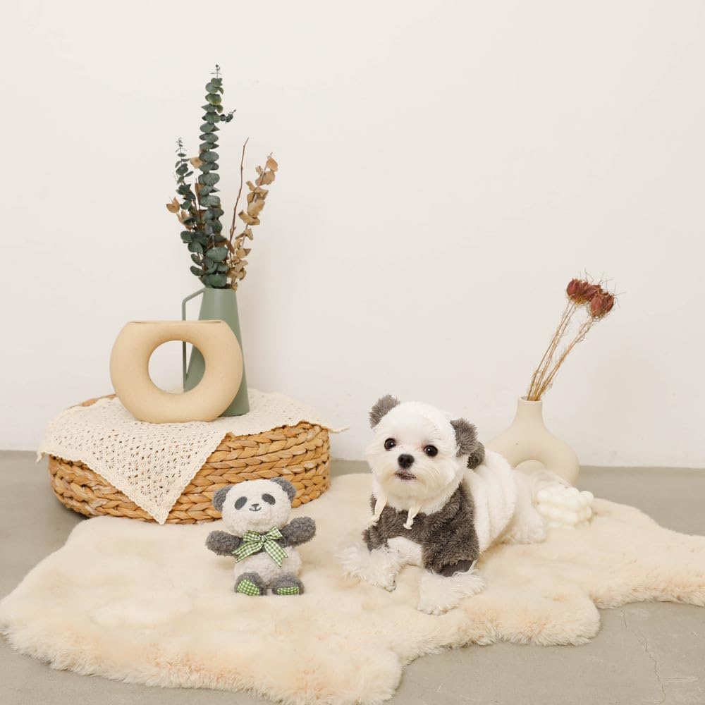monchéri Panda Gingham Check Ribbon Plush Toy, Squeak Toy for Small Dogs (FREE), Cute, Stylish, Popular Brand, Suitable for Toy Poodles and Chihuahuas