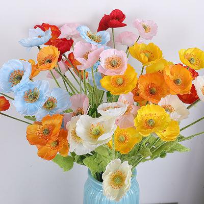 4 Heads Artificial Bouquet Simulation Poppies Fake Silk Flower For Home Wedding Party Decoration
