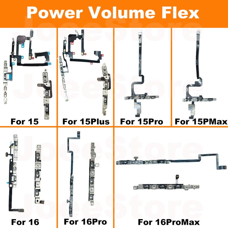 1pcs Power Volume Button Mute Switch Flex Cable for iPhone 15 16 Pro Max Plus Volume Button Control Cable Repair Part