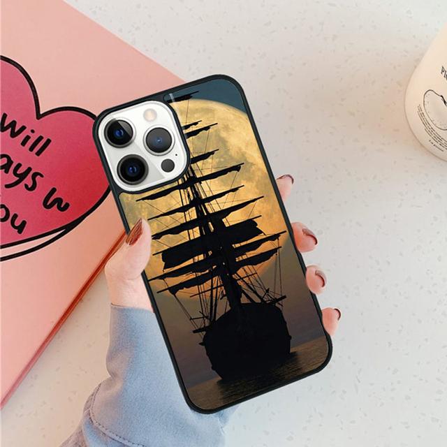 Old Ship in Sea Moon Night Phone Case For iPhone 17 Air 15 16 16e 11 12 13 14 Pro Max Cover For iPhone 17 Air Max Plus Fundas