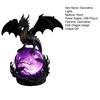 Dragon Faux Crystal Ball Lamp, Gothic USB Night Light, Dark Fantasy Resin Decor for Desk Bedroom, Halloween Gift for Gothic Lovers