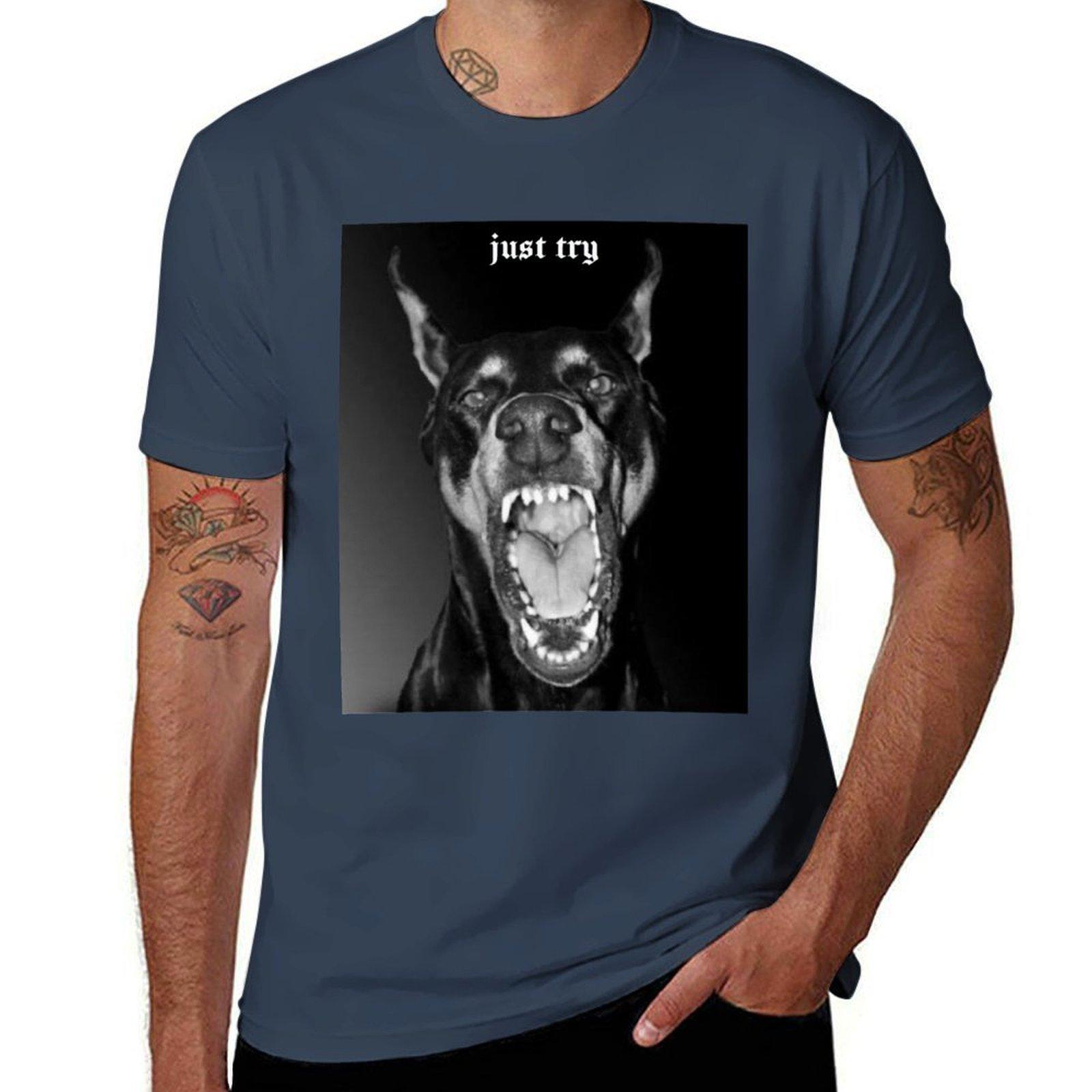 Just try DoberUnisex motivational TShirt Durable Work Wear TShirt S